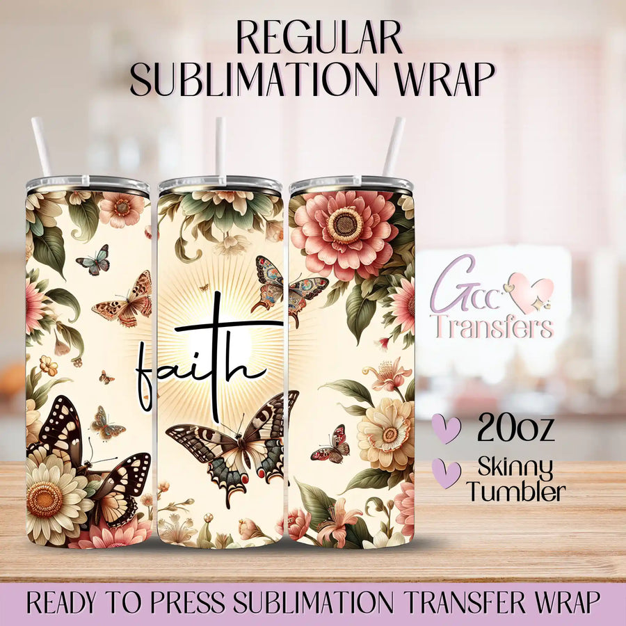 Faith Butterflies - 20oz Regular Sublimation Wrap