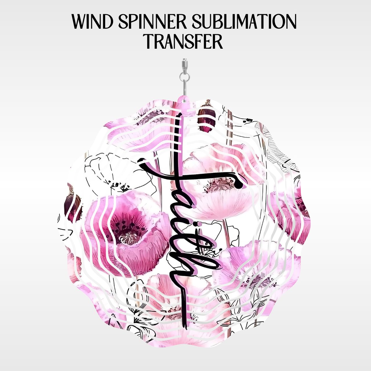 Pink Faith Flowers - 10" Wind Spinner Set of 2 Sub. Transfer