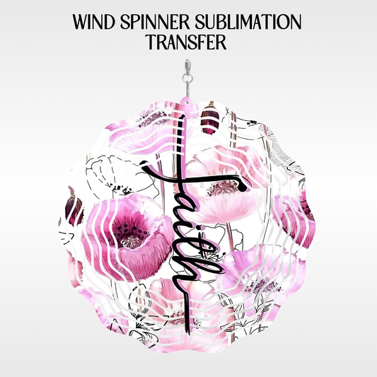 Pink Faith Flowers - 10" Wind Spinner Set of 2 Sub. Transfer