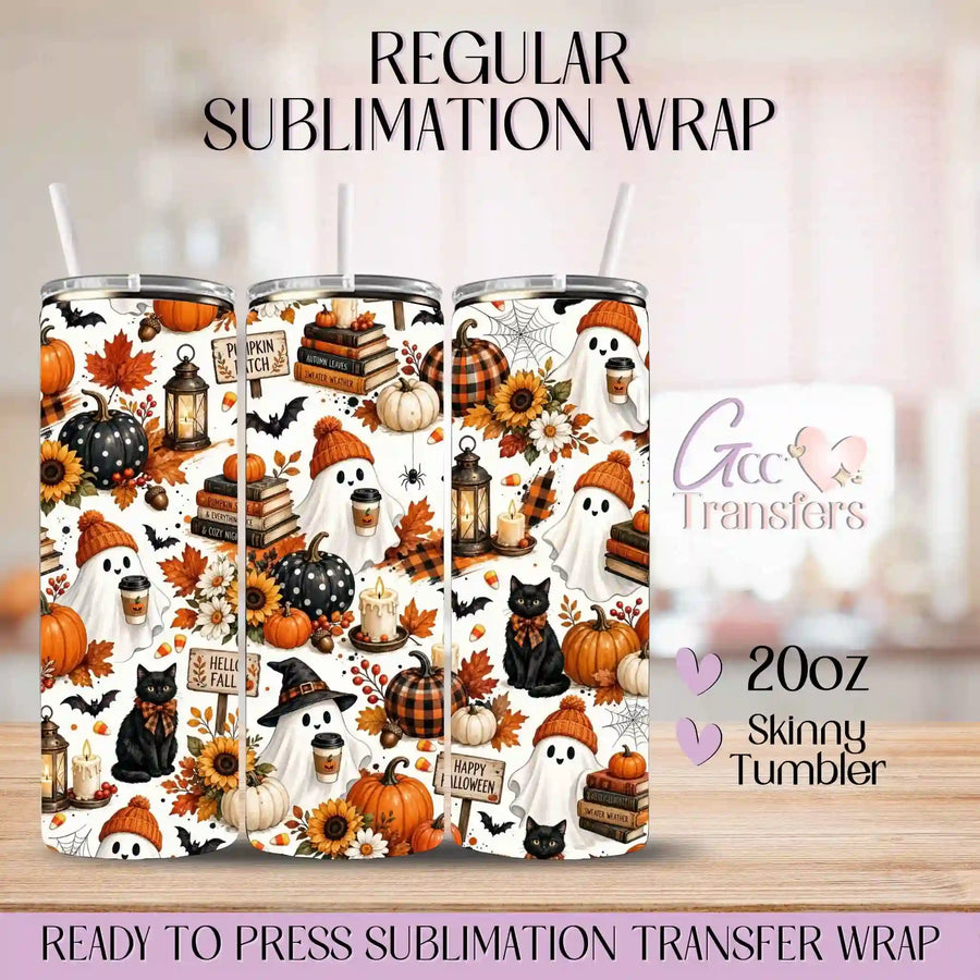 Fall Ghost Halloween - 20oz Regular Sublimation Wrap