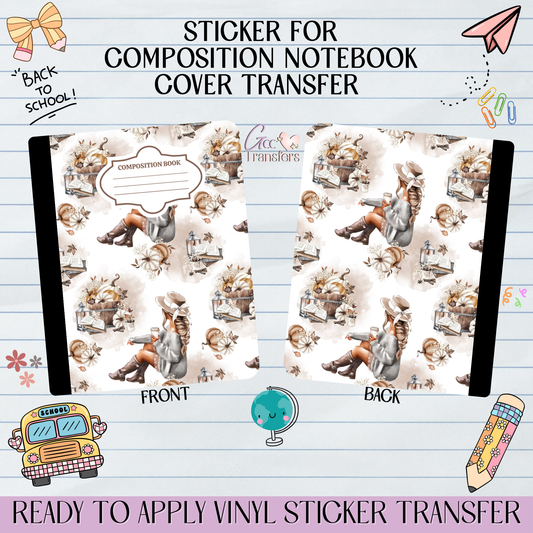 Fall Vibes Candle Girl - Sticker for Notebook Cover