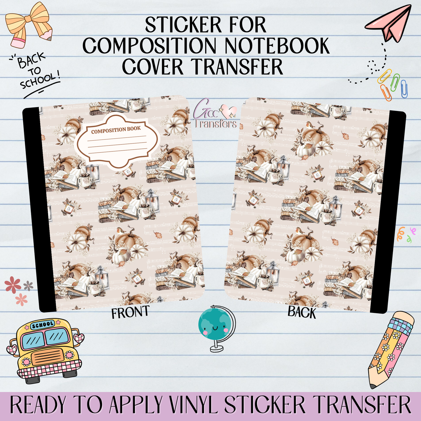 Pastel Fall Theme Candle Pumpkin - Sticker for Notebook Cover