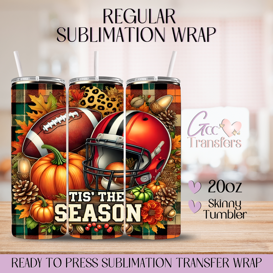 Fall Tis' The Season Football - 20oz Regular Sublimation Wrap