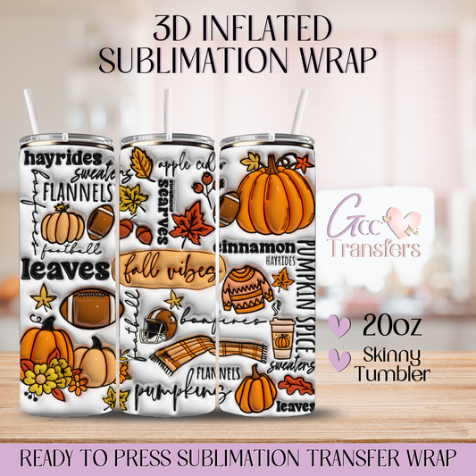 Fall Vibes Leaves - 20oz 3D Inflated Sublimation Wrap