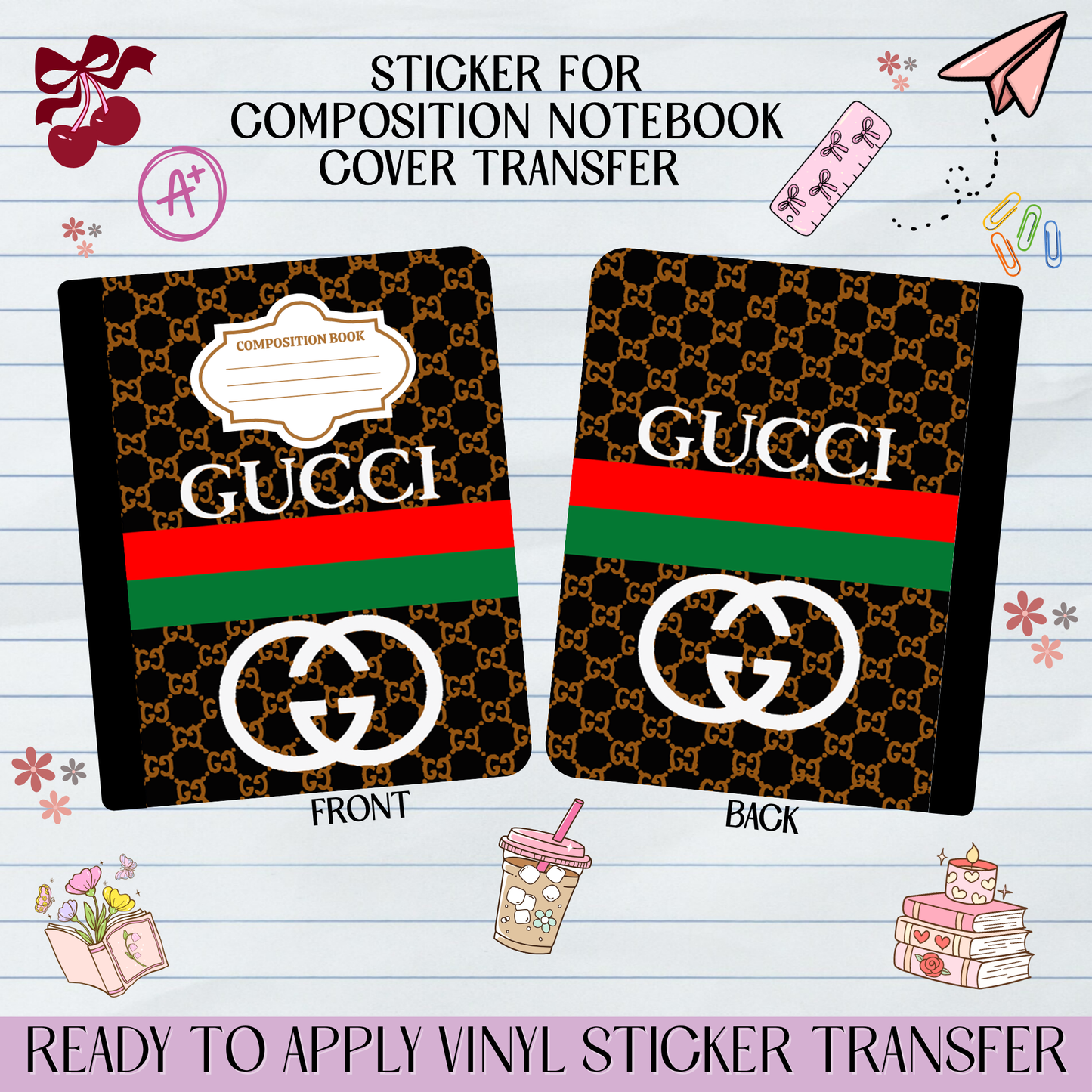 Fashion Design Red & Green - Sticker for Notebook Cover