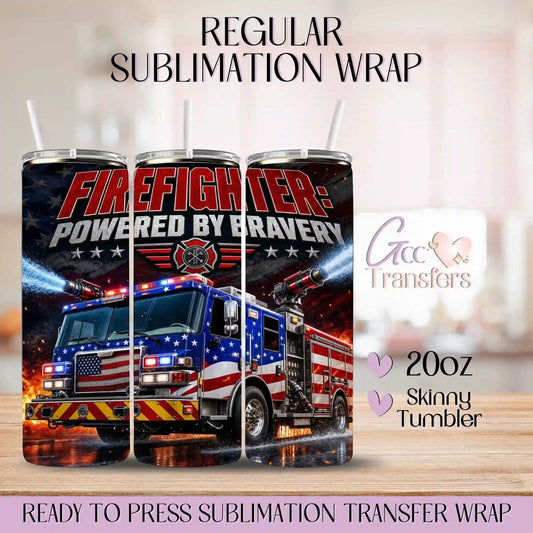 Firefighter Brave USA Truck - 20oz Regular Sublimation Wrap