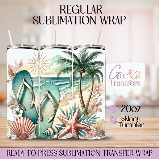 Flip Flops Beach Summer  - 20oz Regular Sublimation Wrap