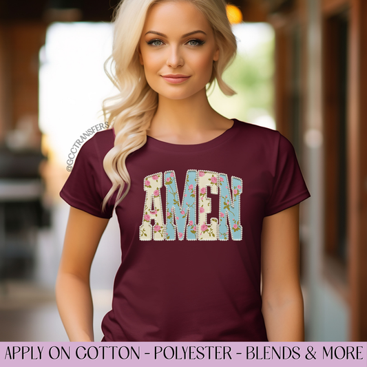 Amen Floral Pearl - Full Color DTF Transfer