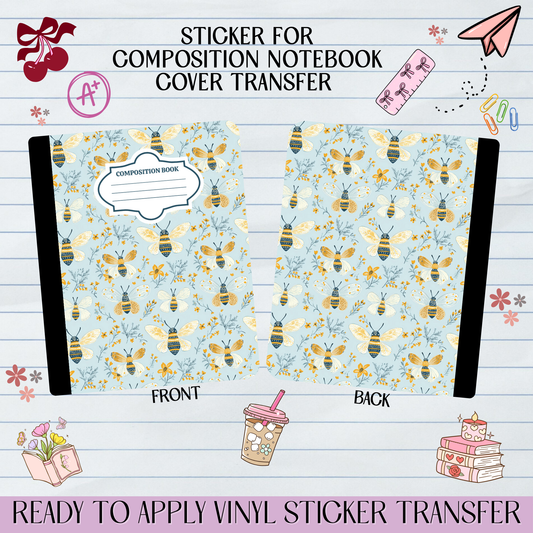 Floral Bee Spring - Sticker for Notebook Cover