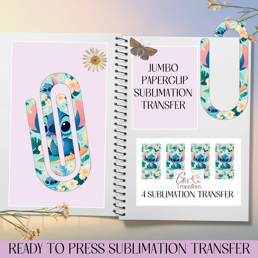 Floral Alien Character Surfing - Jumbo Paperclip Sublimation Transfer