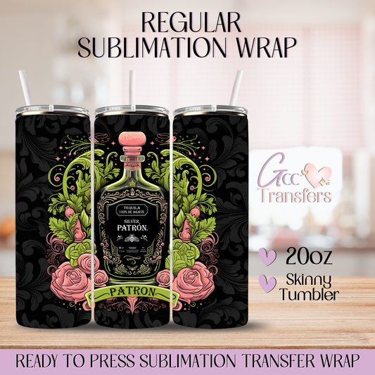 Floral Tequila Silver - 20oz Regular Sublimation Wrap