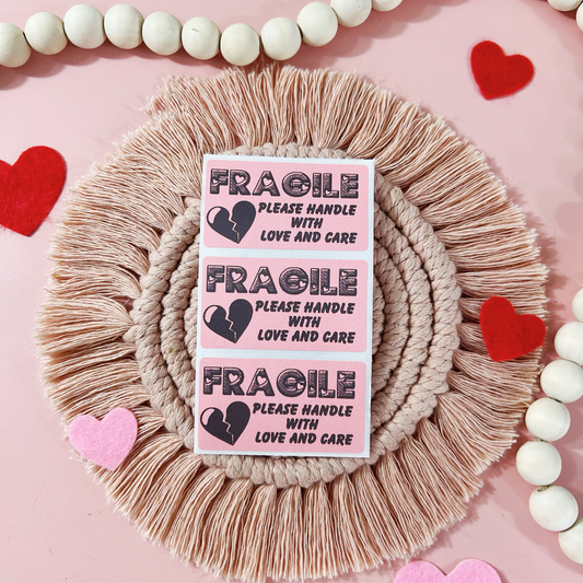 Fragile Please Handle with Love & Care  - 100 Thermal Labels Stickers