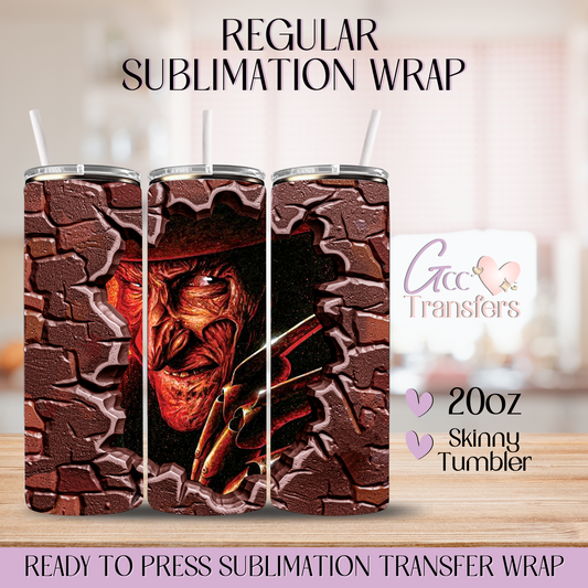 Freddy Face Brick Wall Halloween - 20oz Regular Sublimation Wrap