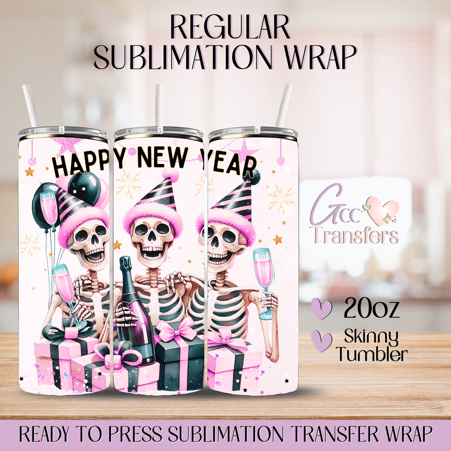 Funny Skeletons New Year - 20oz Regular Sublimation Wrap