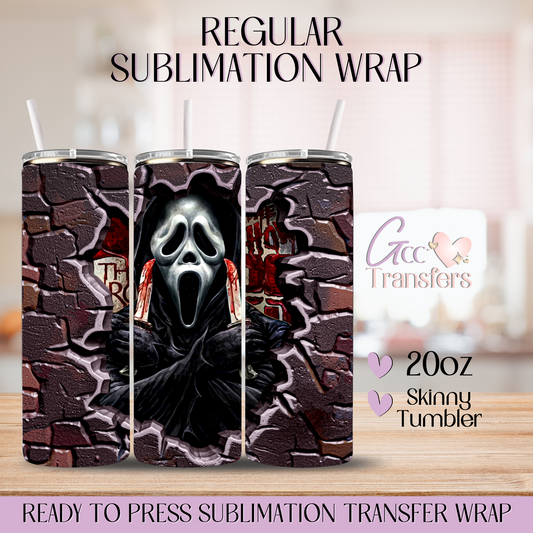 Ghost Face Brick Wall Halloween - 20oz Regular Sublimation Wrap