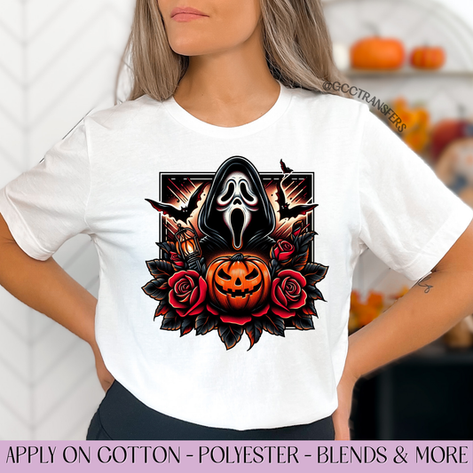 Ghost Pumpkin Roses - Full Color DTF Transfer