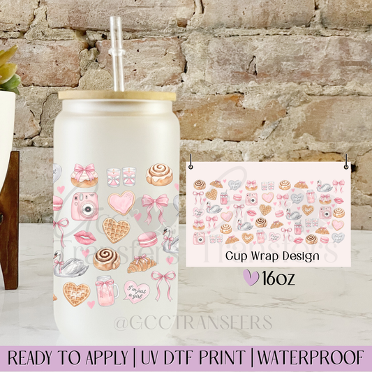 Pink Girly Bakery Aesthetic - 16oz UV DTF WRAP