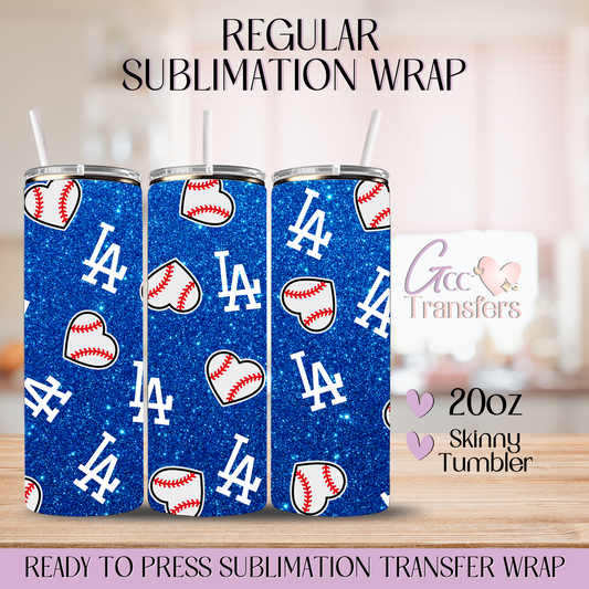 Glitter LA Dodgers Baseball - 20oz Regular Sublimation Wrap