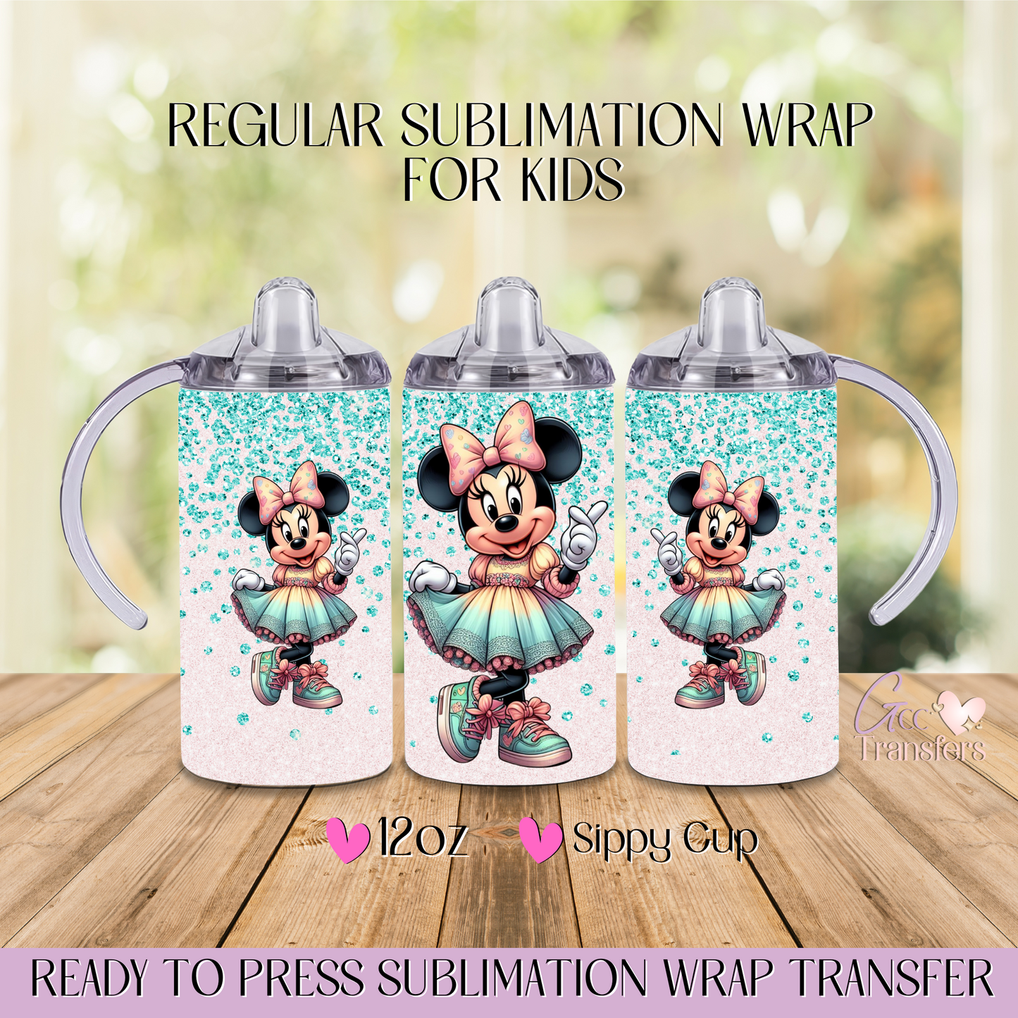 Glitter Green Mice - 12oz Regular Sublimation Wrap