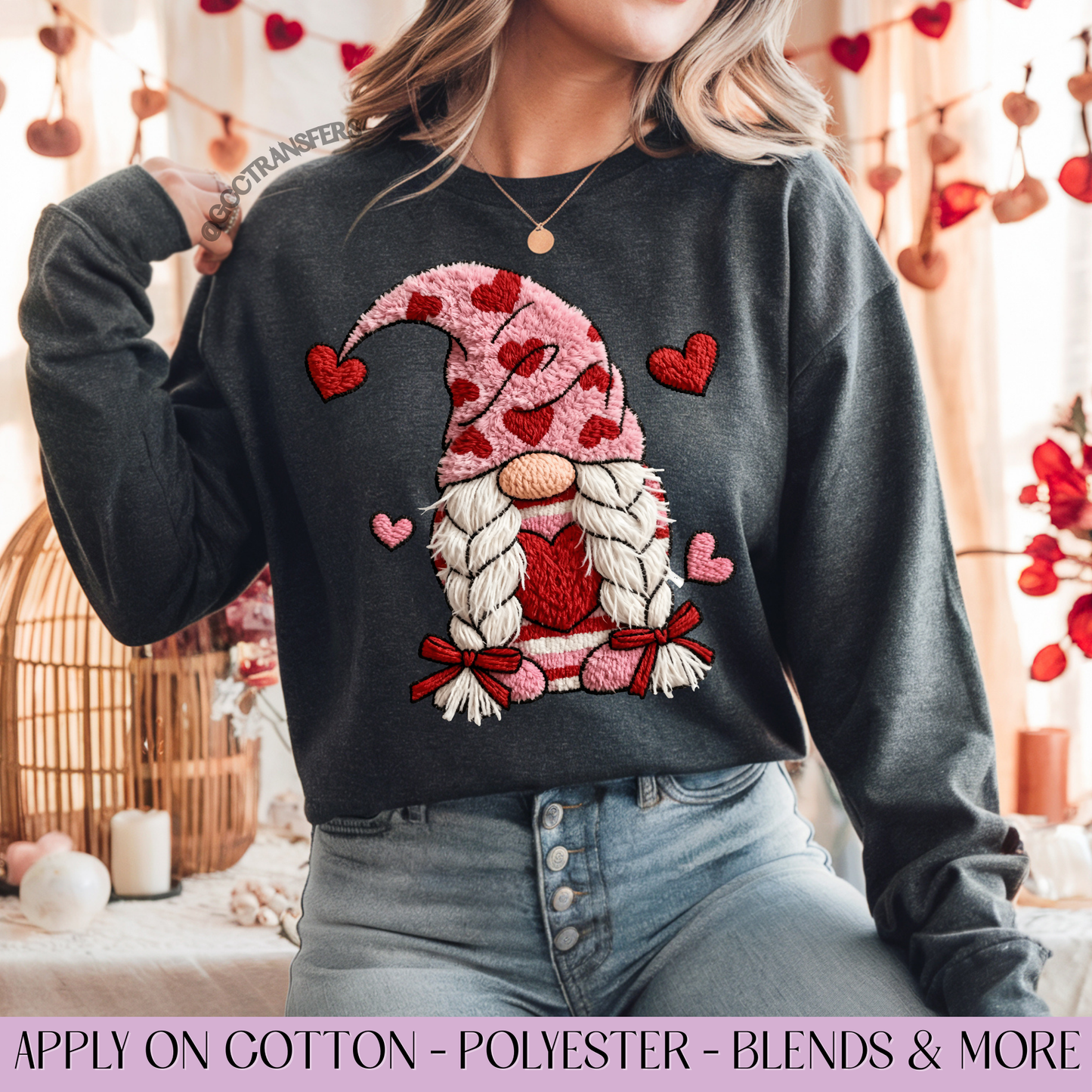 Gnome Valentine Crochet Yarn - Full Color DTF Transfer