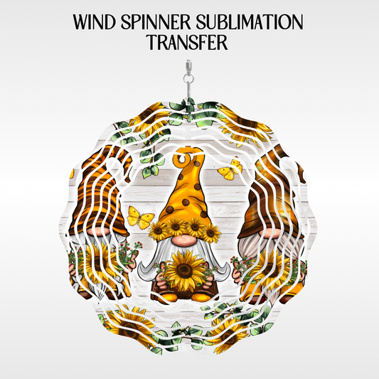 Gnomes Sunflowers - 10" Wind Spinner Set of 2 Sub. Transfer