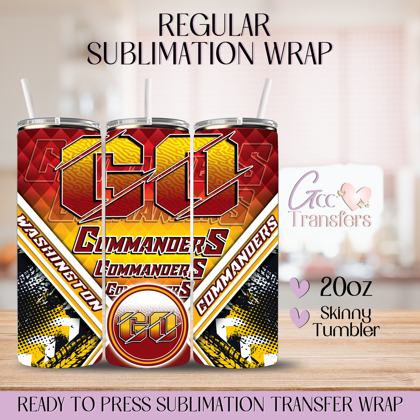 Go Commander Football Team - 20oz Regular Sublimation Wrap