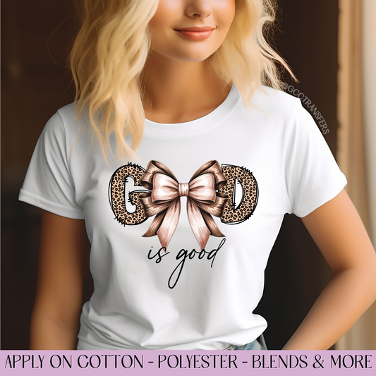 God is Good Bow Leopard Print - Full Color DTF Transfer