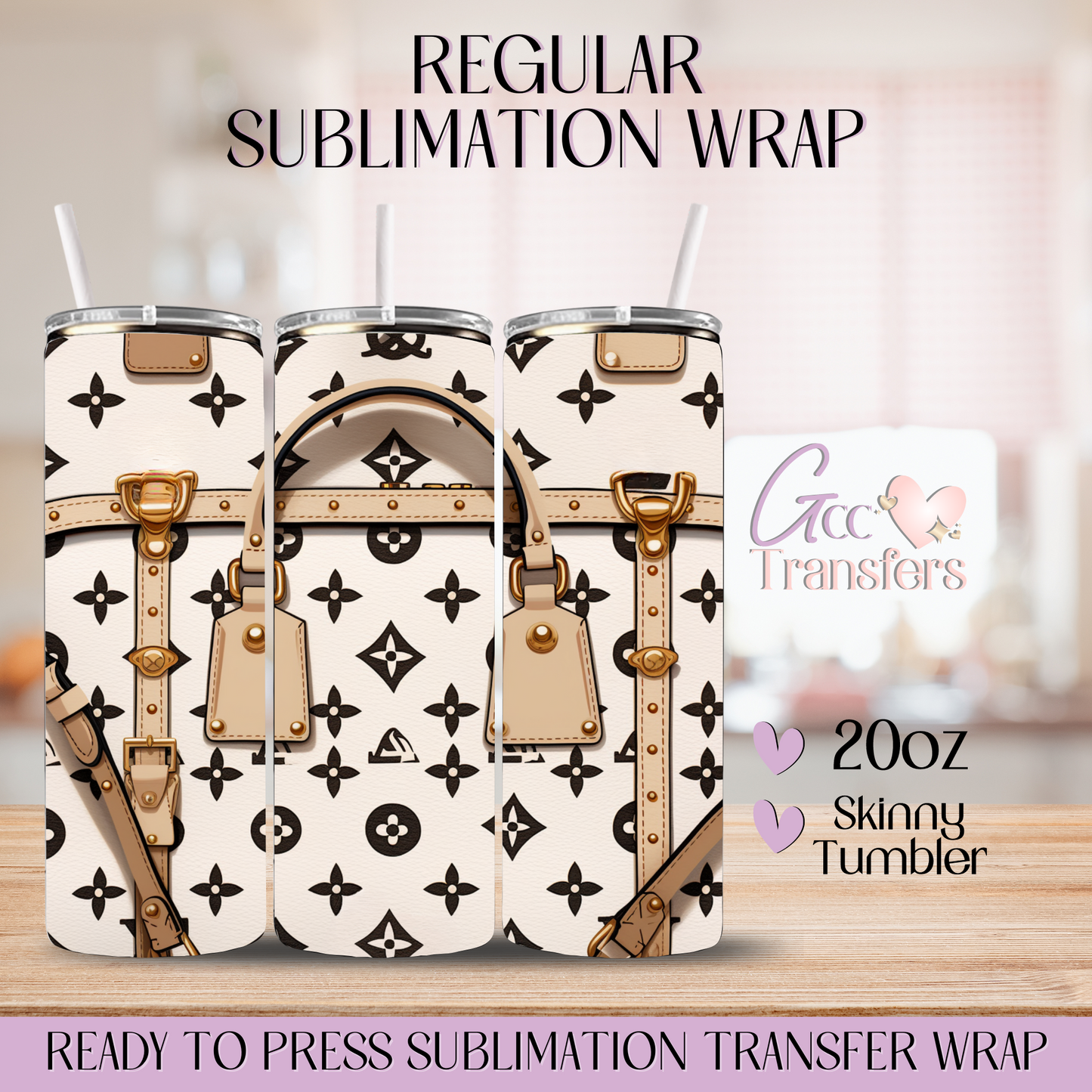 Gold White Luxury Purse - 20oz Regular Sublimation Wrap