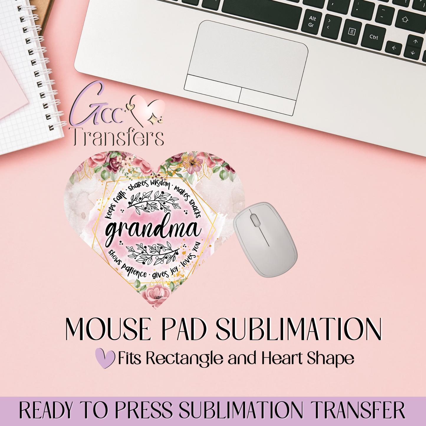 Grandma Flowers - Mouse Pad Sublimation Transfer