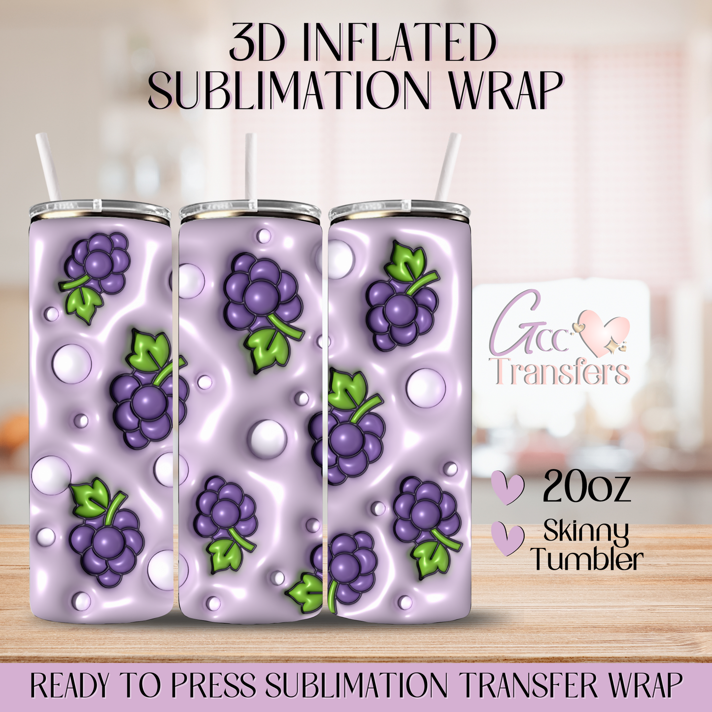 Grapes Fruit - 20oz 3D Inflated Sublimation Wrap