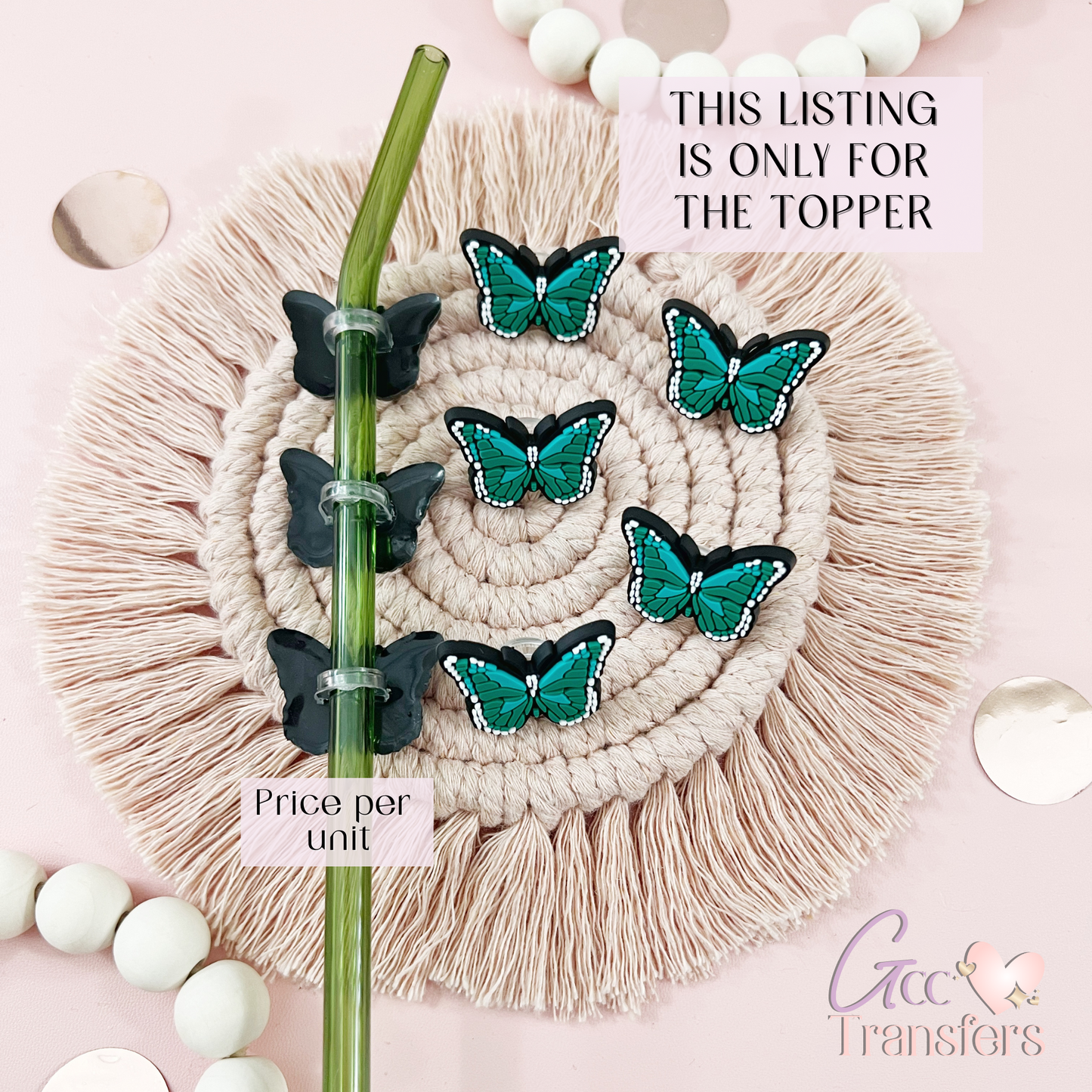 Green Butterfly (RTS) Straw Topper