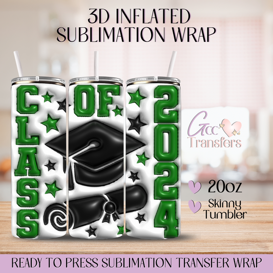 Green Class of 2024 Graduation  - 20oz 3D Inflated Sublimation Wrap