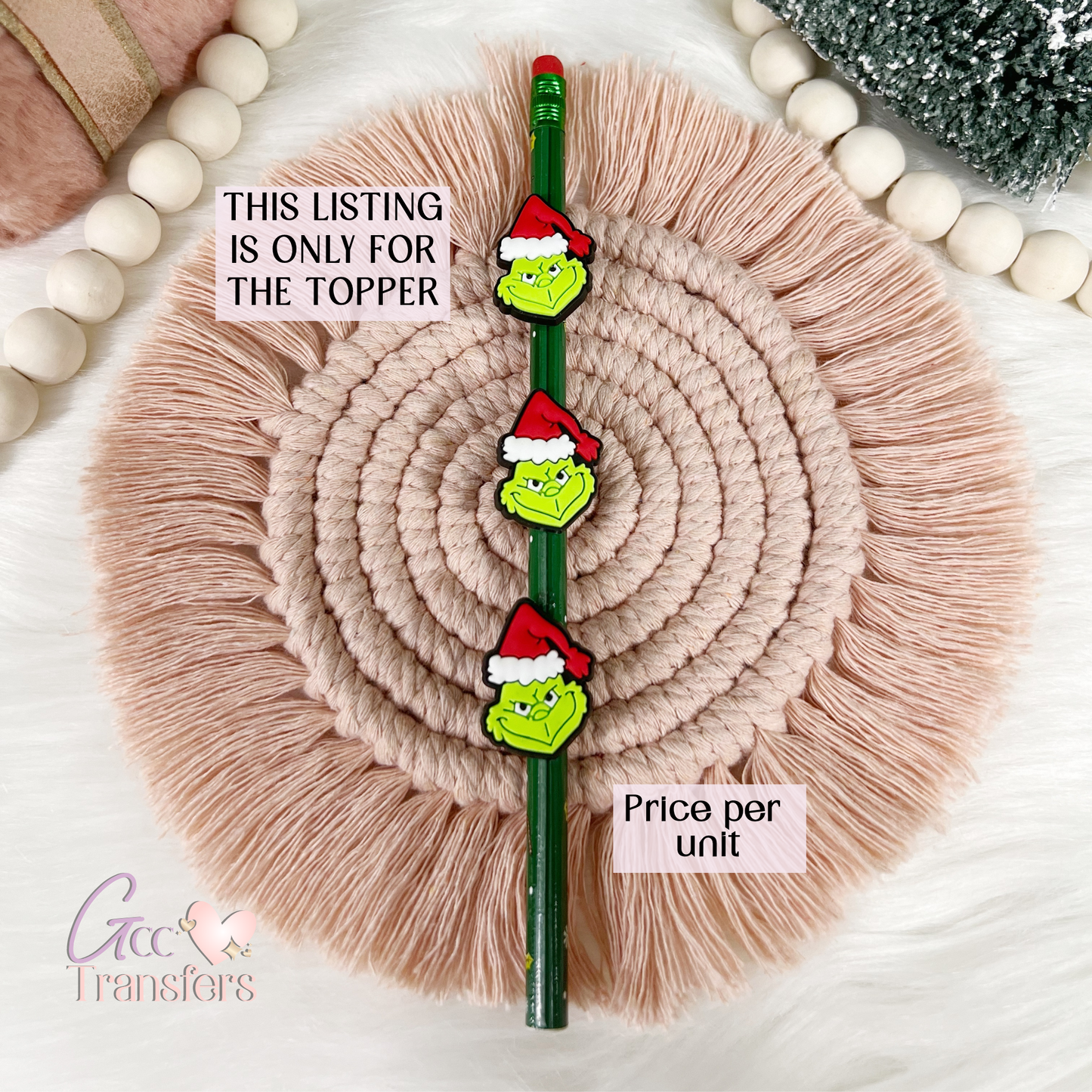 Grinch Xmas Hat (RTS) Straw Topper