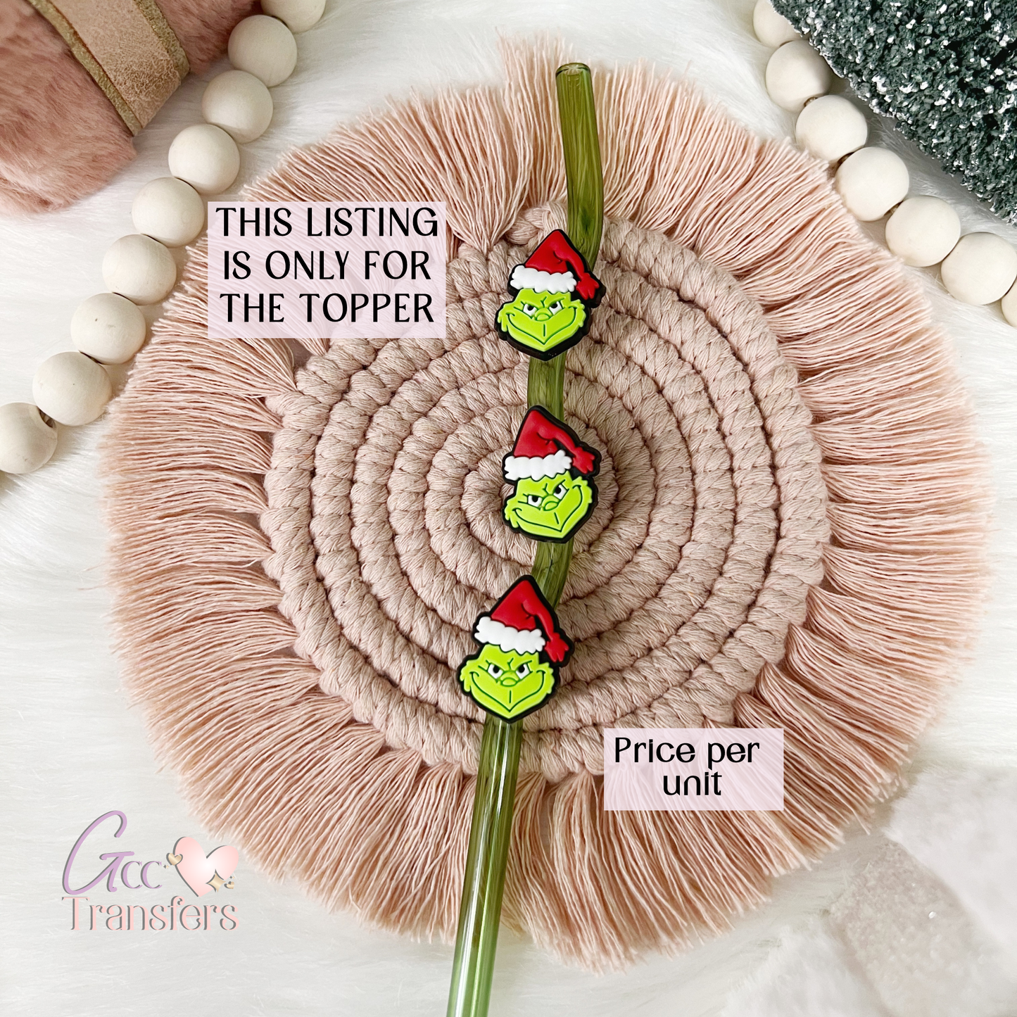 Grinch Xmas Hat (RTS) Straw Topper