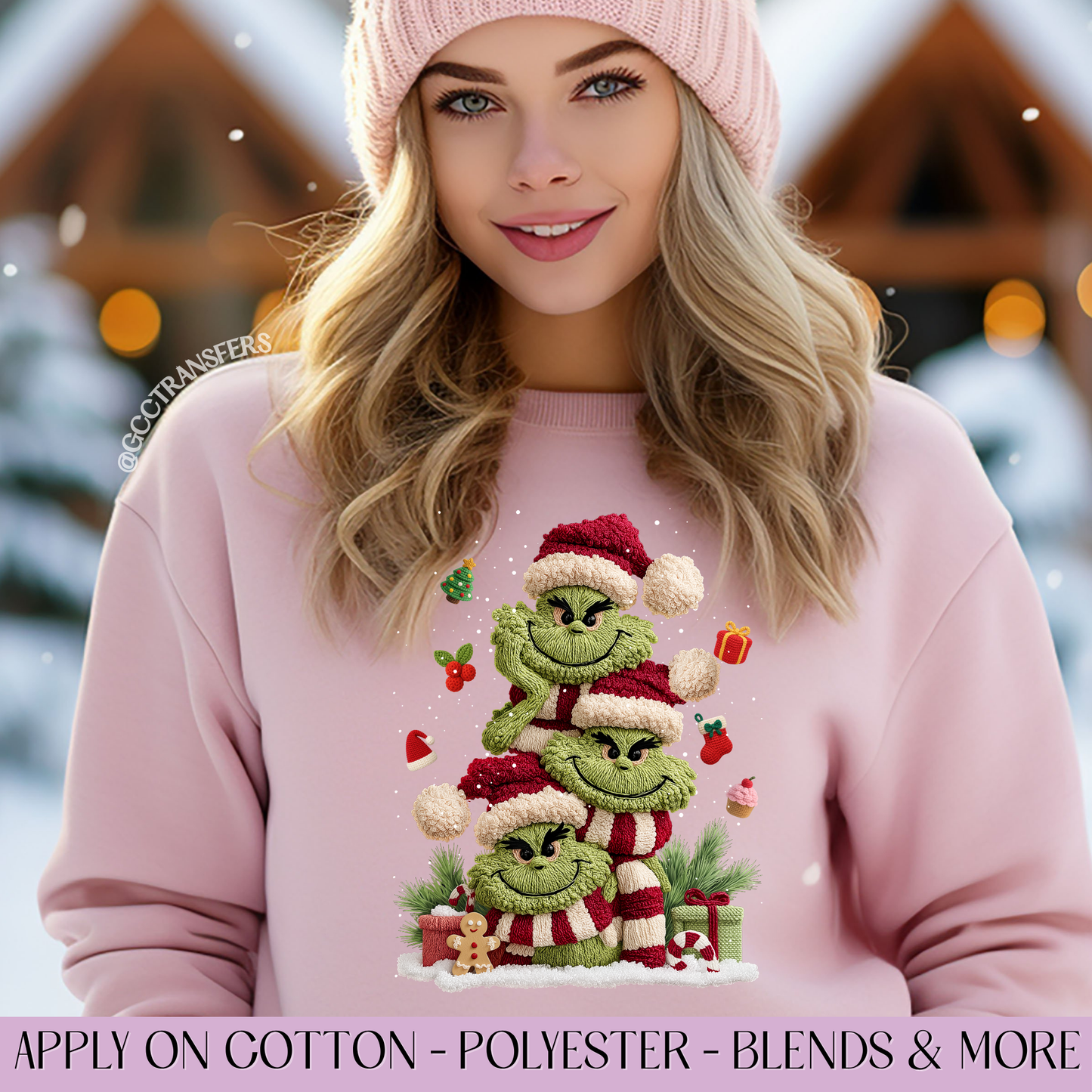 Grinch Holiday Season Crochet Yarn - Full Color DTF Transfer