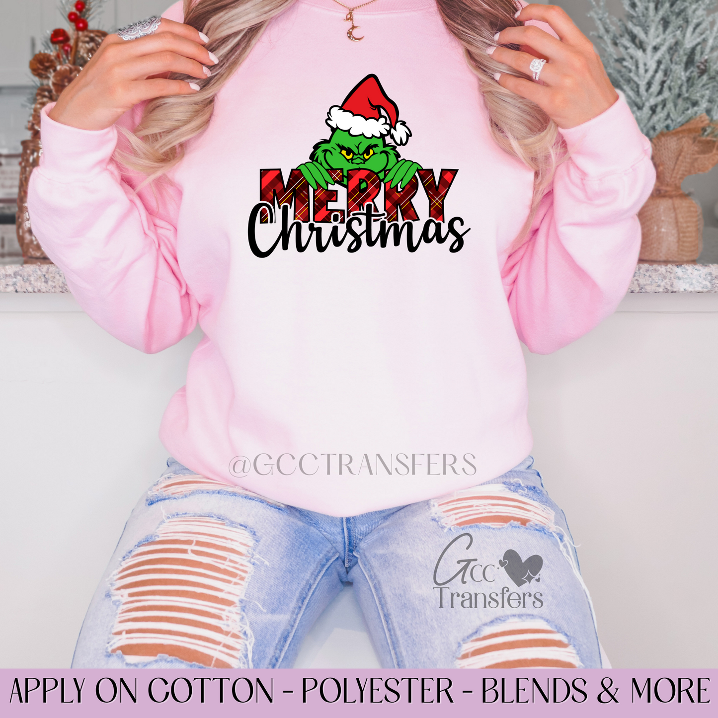 Grinch Merry Christmas - Full Color DTF Transfer