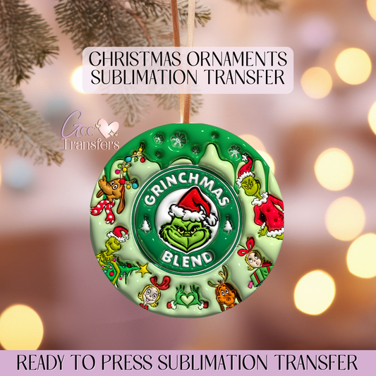 Grinchmas Blend - 3" Inflated Ornament Sublimation Transfer