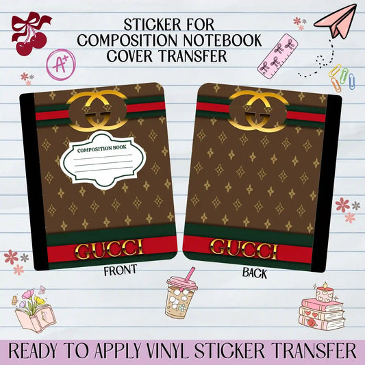 Luxury Brown Red Green Pattern - Sticker for Notebook Cover