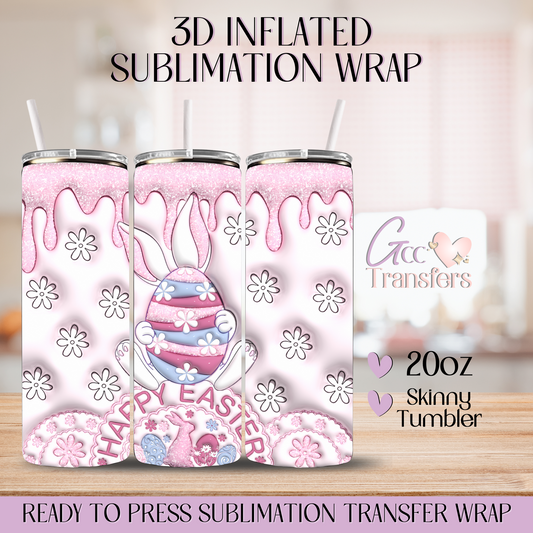 Happy Easter Pink Egg - 20oz 3D Inflated Sublimation Wrap