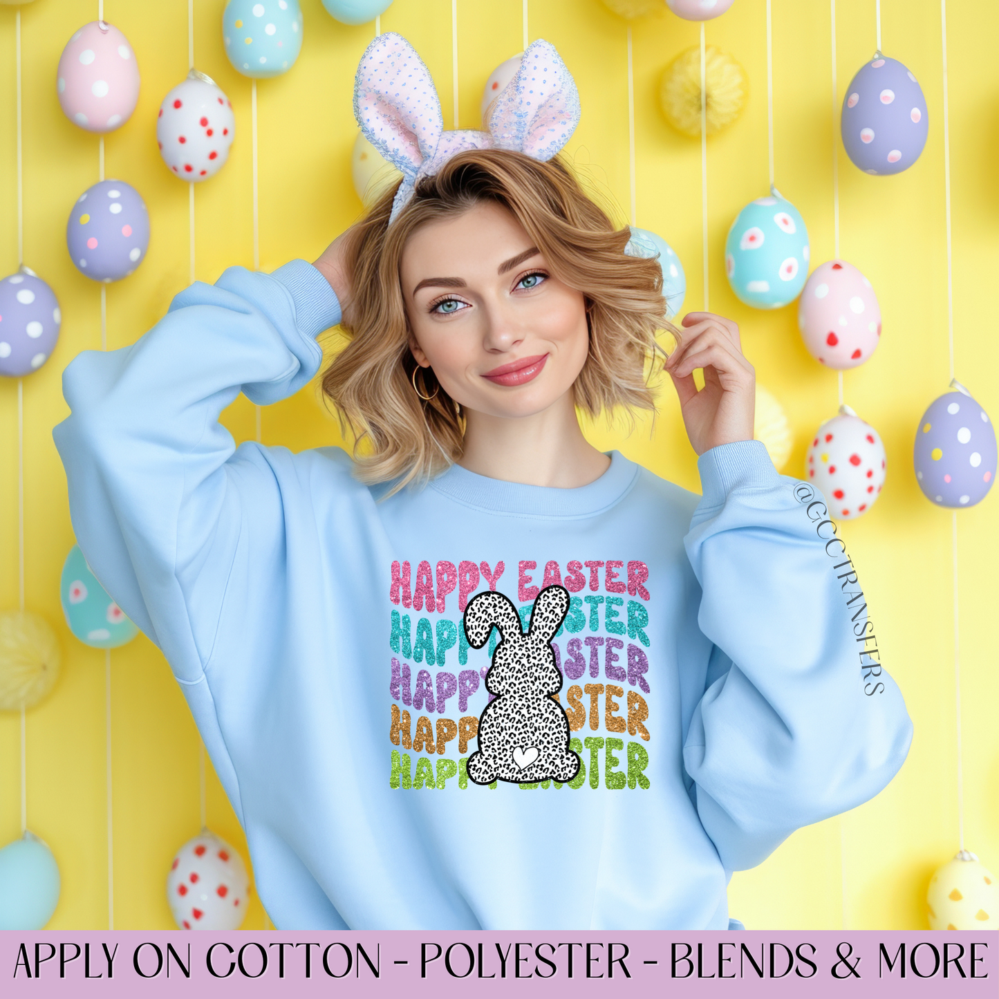 Happy Easter Leopard Bunny - Full Color DTF Transfer