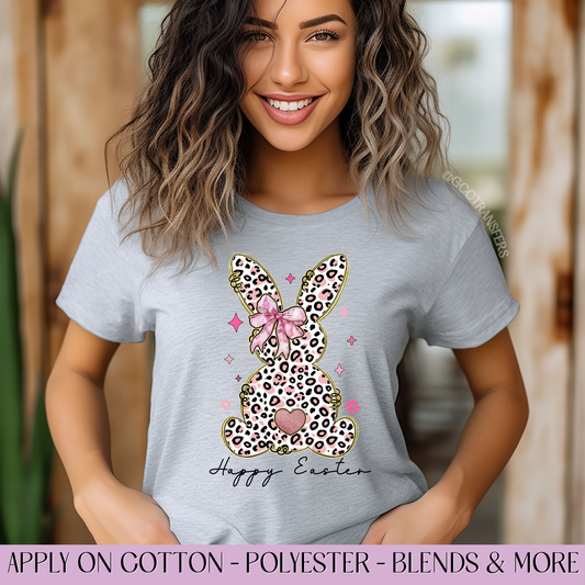 Happy Easter Leopard Bunny - Full Color DTF Transfer