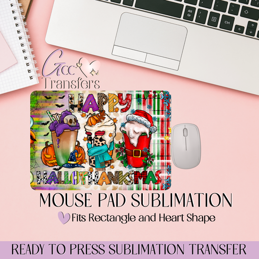 Happy Hallothanksmas - Mouse Pad Sublimation Transfer