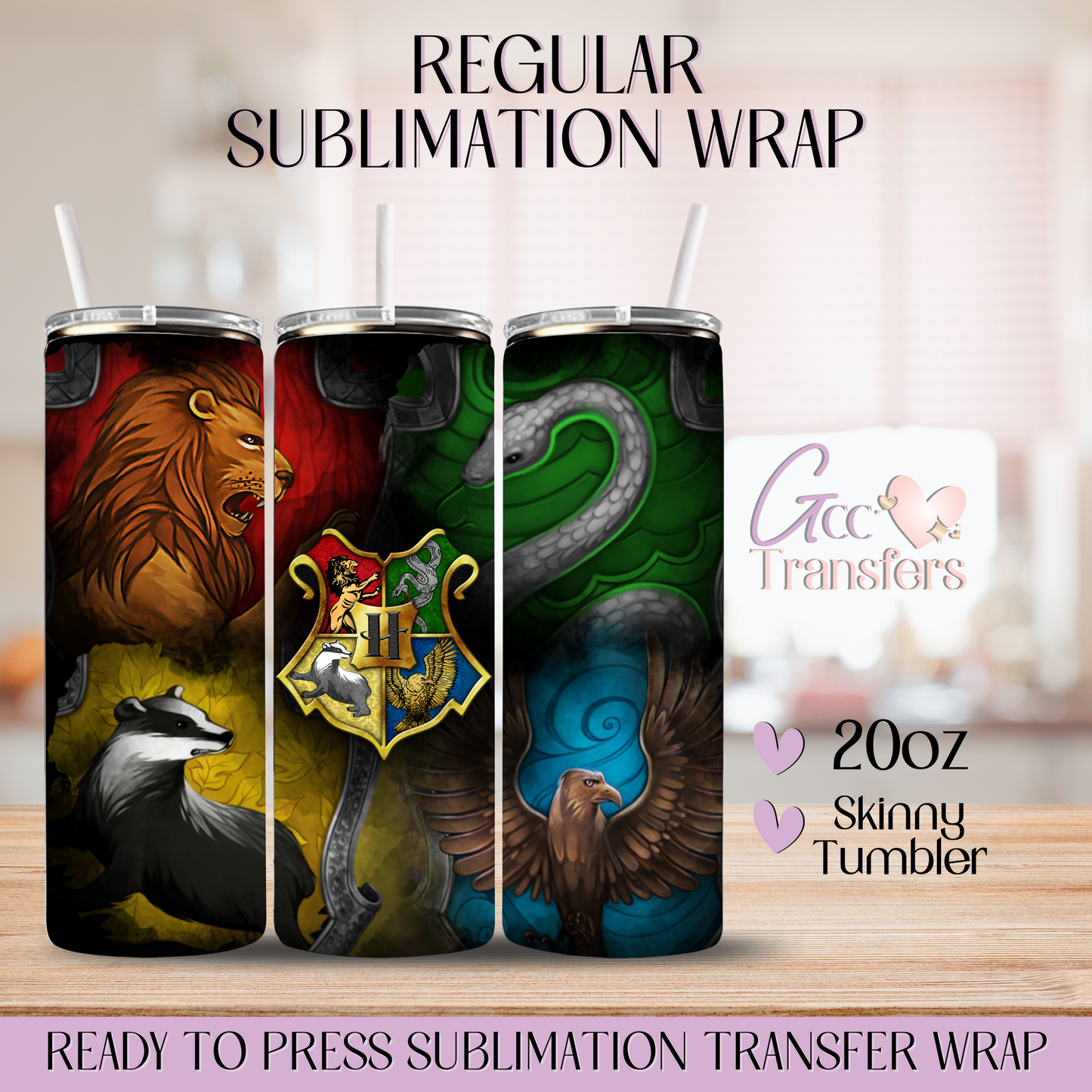 Potter Wizard 4 Houses - 20oz Regular Sublimation Wrap