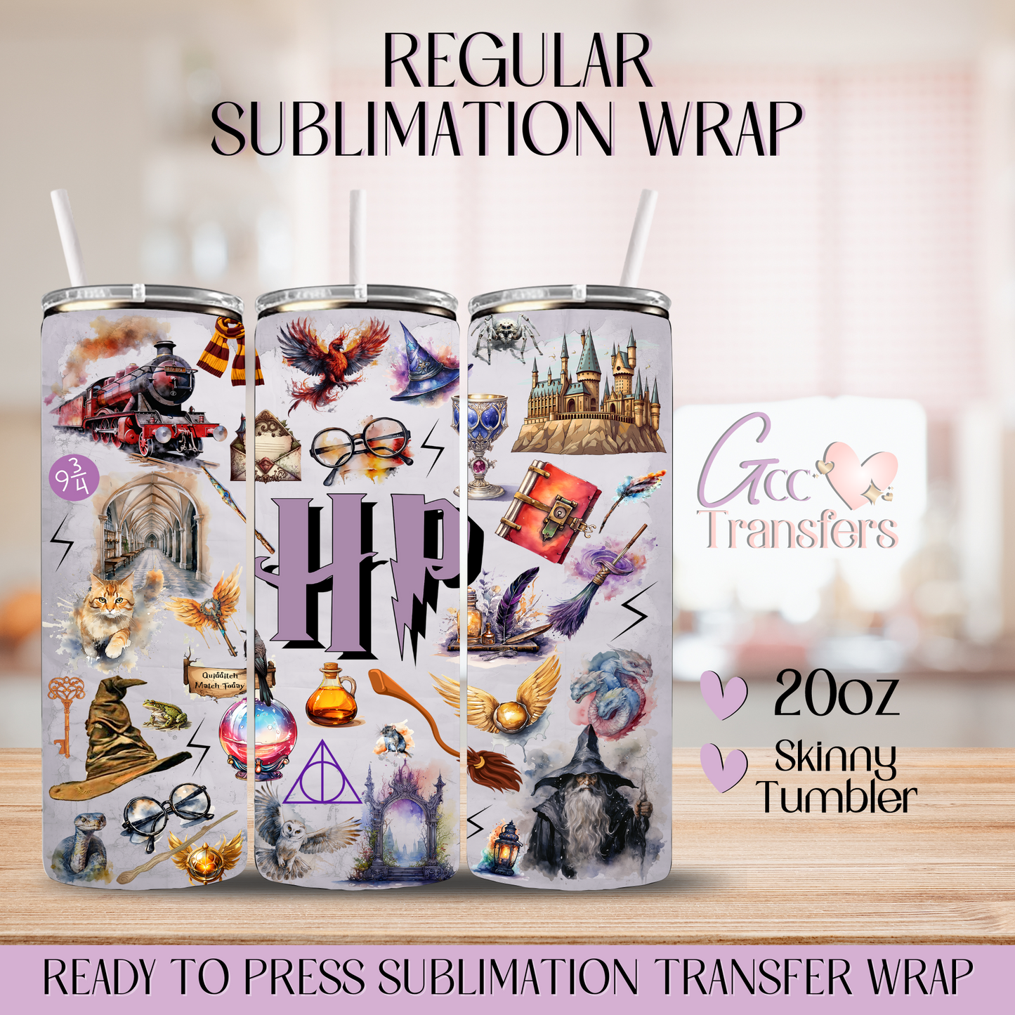 Purple HP Magic School Wizard - 20oz Regular Sublimation Wrap