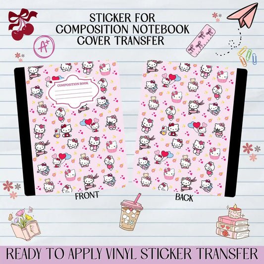 Kitty Cup Cakes Character - Sticker for Notebook Cover