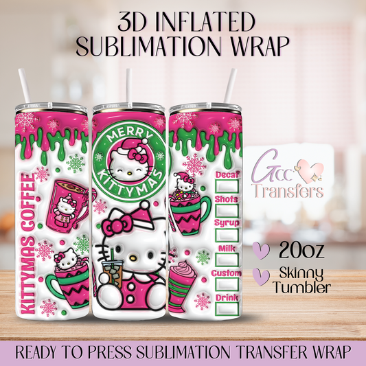Christmas Cat Coffee - 20oz 3D Inflated Sublimation Wrap