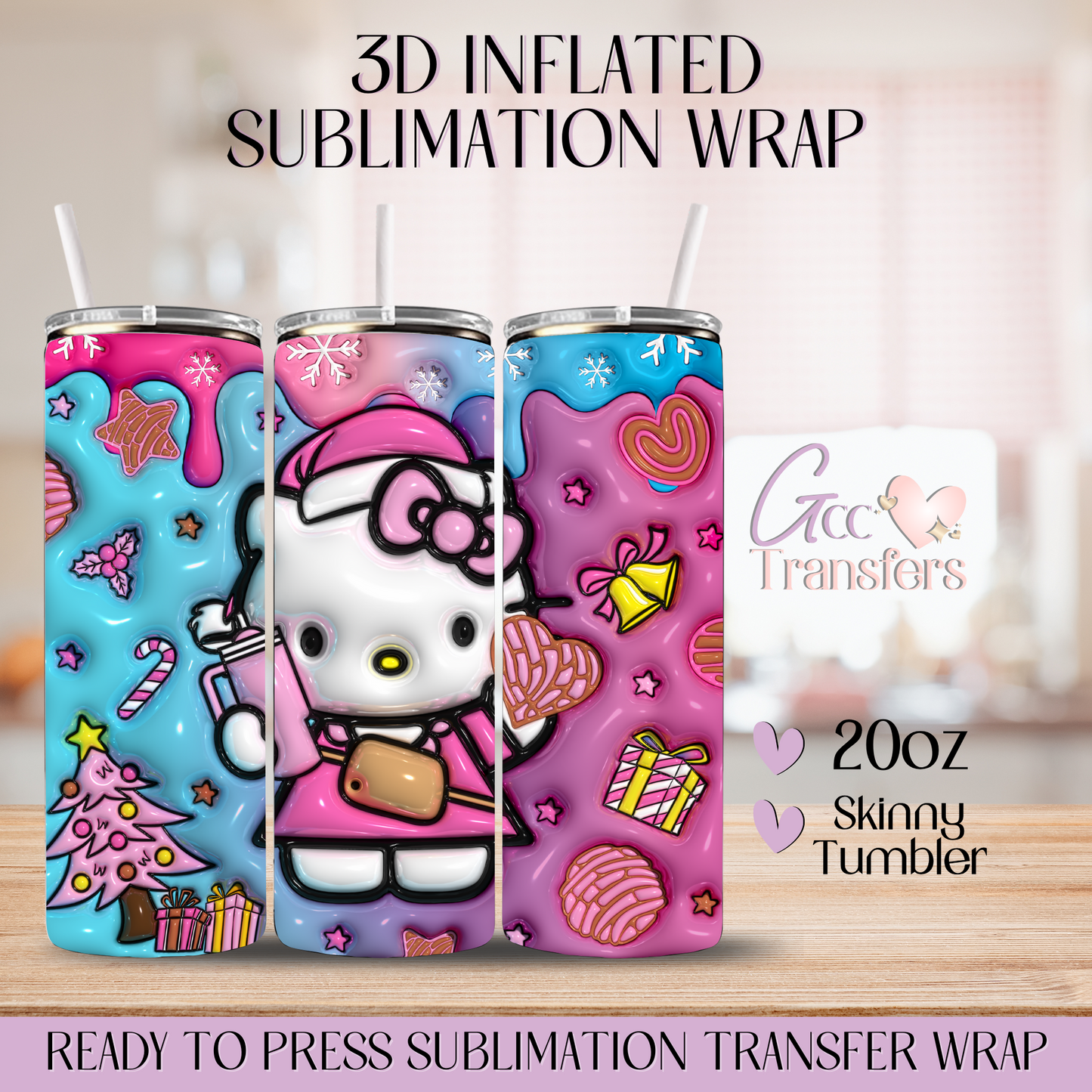 Cat Concha Christmas - 20oz 3D Inflated Sublimation Wrap