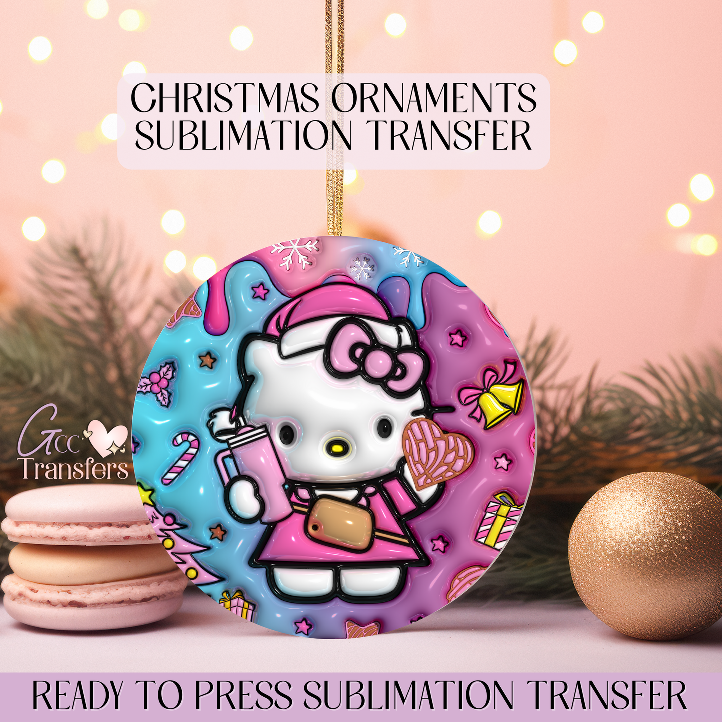 Cat Concha - 3" Ornament Sublimation Transfer