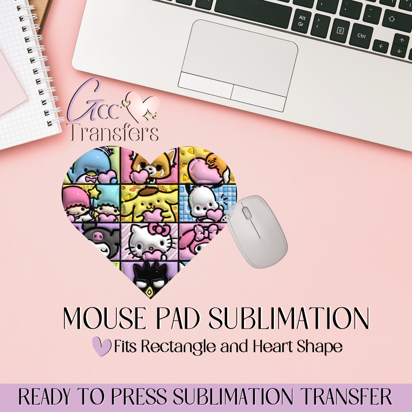 Kitty Collage Friends - Mouse Pad Sublimation Transfer