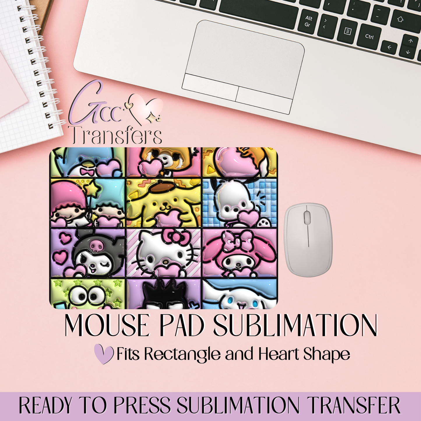 Kitty Collage Friends - Mouse Pad Sublimation Transfer